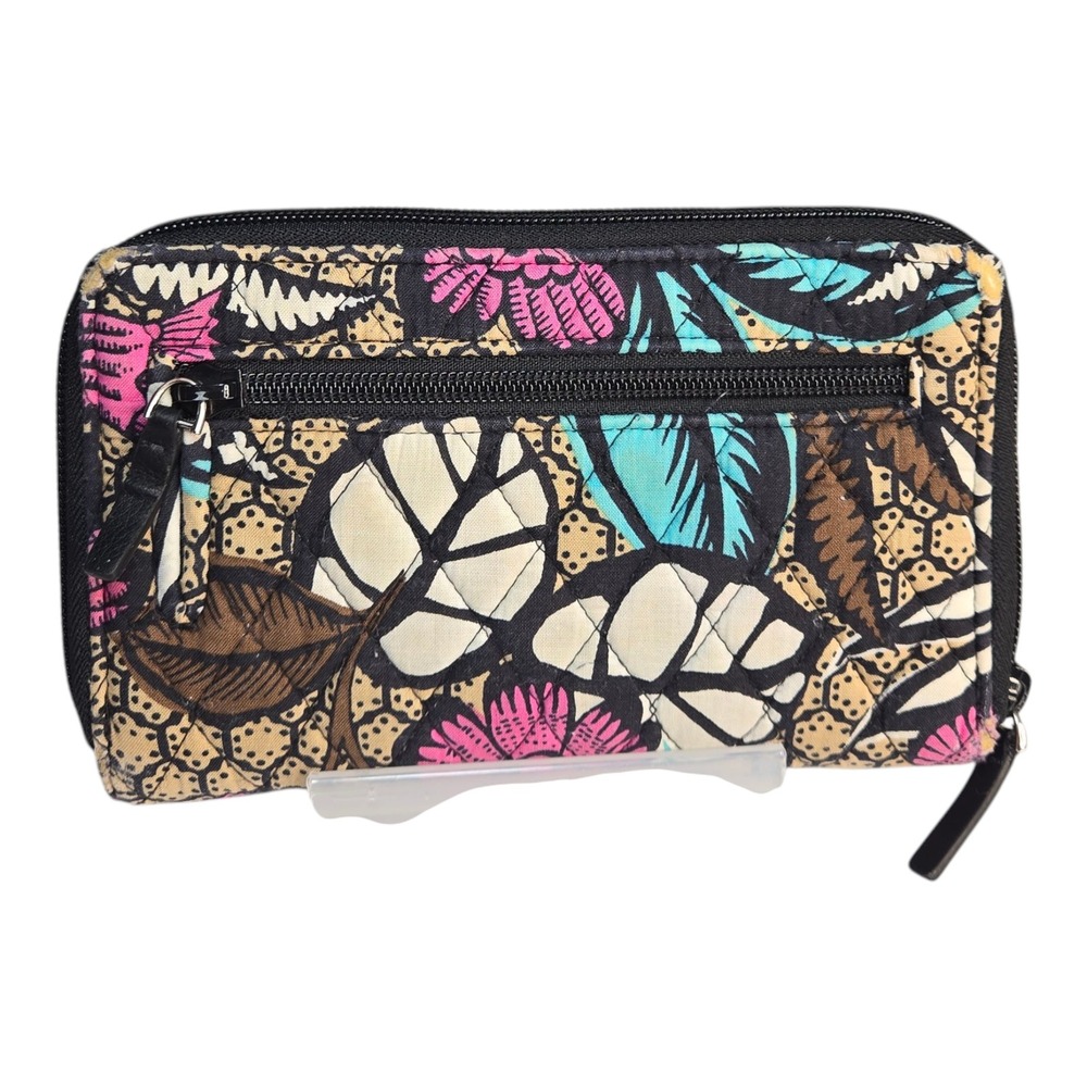 Vera Bradley Turn Lock Wallet Floral Quilted Zip Around Clutch Flaws - Picture 2 of 16